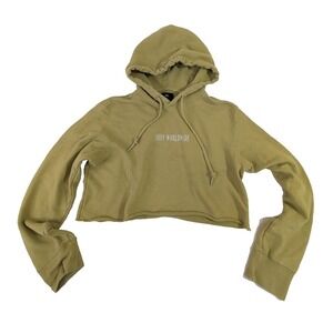 Obey Crop Sweatshirt Hoodie Womens S Green Y2K Grunge Streetwear Skate Indie